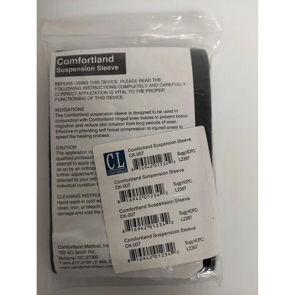 NEW Comfortland Black Medical Suspension Sleeve Knee Brace # CK‑007